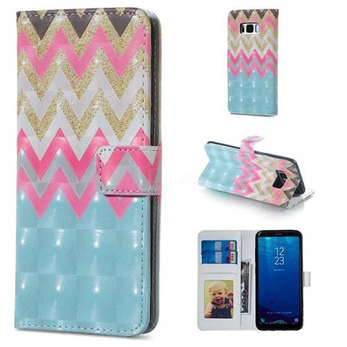 Color Wave 3D Painted Leather Phone Wallet Case for Samsung Galaxy S8 Plus S8+