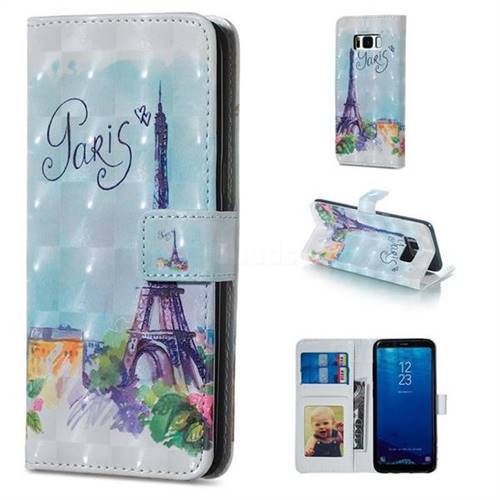 Paris Tower 3D Painted Leather Phone Wallet Case for Samsung Galaxy S8 Plus S8+