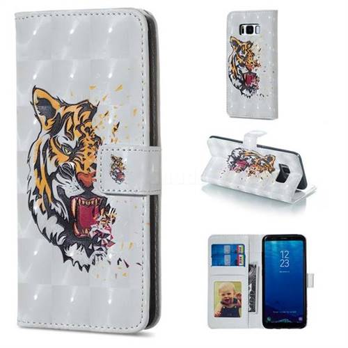 Toothed Tiger 3D Painted Leather Phone Wallet Case for Samsung Galaxy S8 Plus S8+