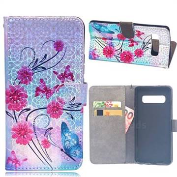 Red Flower Butterfly Laser Light PU Leather Wallet Case for Samsung Galaxy S8 Plus S8+