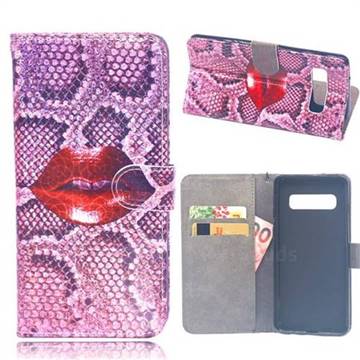 Snake Lips Laser Light PU Leather Wallet Case for Samsung Galaxy S8 Plus S8+