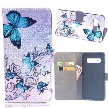 Blue Butterfly Laser Light PU Leather Wallet Case for Samsung Galaxy S8 Plus S8+