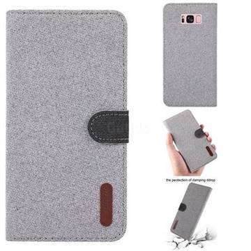Linen Cloth Pudding Leather Case for Samsung Galaxy S8 Plus S8+ - Light Gray
