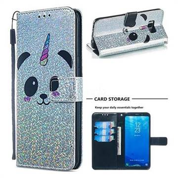 Panda Unicorn Sequins Painted Leather Wallet Case for Samsung Galaxy S8 Plus S8+