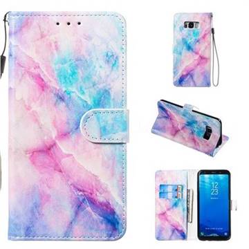 Blue Pink Marble Smooth Leather Phone Wallet Case for Samsung Galaxy S8 Plus S8+
