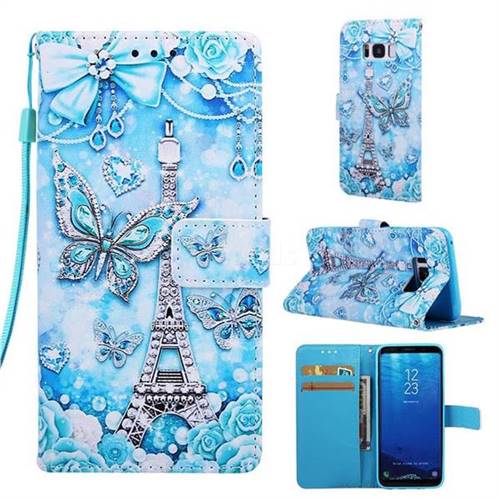 Tower Butterfly Matte Leather Wallet Phone Case for Samsung Galaxy S8 Plus S8+