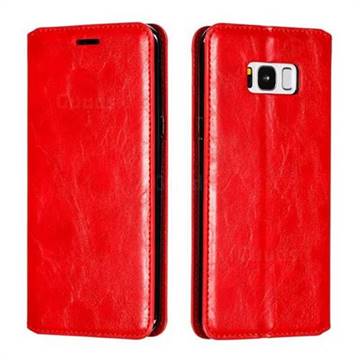 Retro Slim Magnetic Crazy Horse PU Leather Wallet Case for Samsung Galaxy S8 Plus S8+ - Red