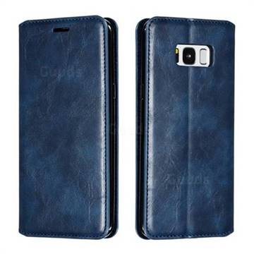 Retro Slim Magnetic Crazy Horse PU Leather Wallet Case for Samsung Galaxy S8 Plus S8+ - Blue