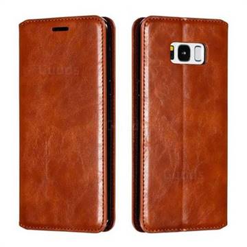 Retro Slim Magnetic Crazy Horse PU Leather Wallet Case for Samsung Galaxy S8 Plus S8+ - Brown