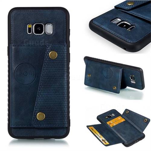 Retro Multifunction Card Slots Stand Leather Coated Phone Back Cover for Samsung Galaxy S8 Plus S8+ - Blue