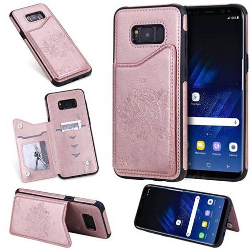 Luxury Tree and Cat Multifunction Magnetic Card Slots Stand Leather Phone Back Cover for Samsung Galaxy S8 Plus S8+ - Rose Gold