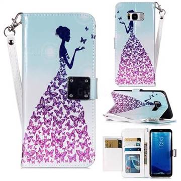 Butterfly Princess 3D Shiny Dazzle Smooth PU Leather Wallet Case for Samsung Galaxy S8 Plus S8+