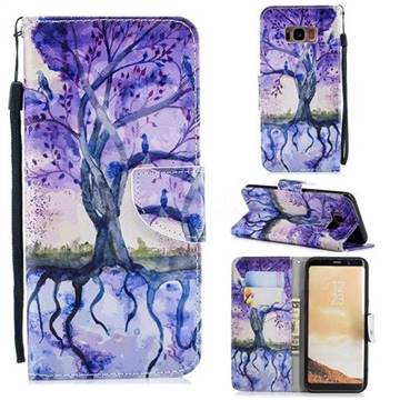 Purple Tree Leather Wallet Case for Samsung Galaxy S8 Plus S8+