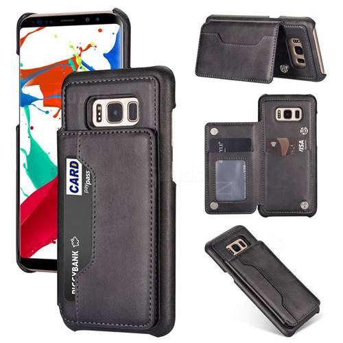 Luxury Magnetic Double Buckle Leather Phone Case for Samsung Galaxy S8 Plus S8+ - Black
