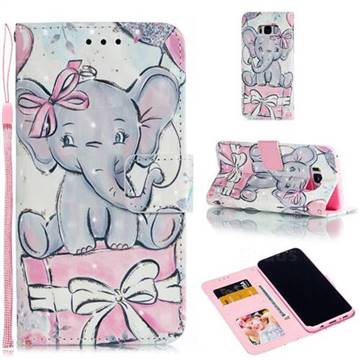 Bow Elephant 3D Painted Leather Phone Wallet Case for Samsung Galaxy S8 Plus S8+