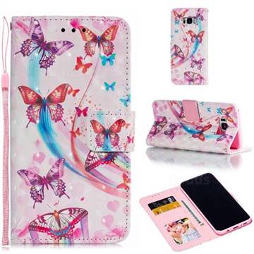 Ribbon Flying Butterfly 3D Painted Leather Phone Wallet Case for Samsung Galaxy S8 Plus S8+