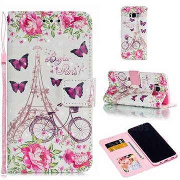 Bicycle Flower Tower 3D Painted Leather Phone Wallet Case for Samsung Galaxy S8 Plus S8+