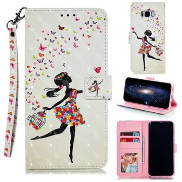 Flower Girl 3D Painted Leather Phone Wallet Case for Samsung Galaxy S8 Plus S8+