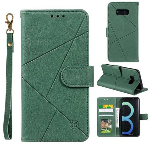 Embossing Geometric Leather Wallet Case for Samsung Galaxy S8 Plus S8+ - Green