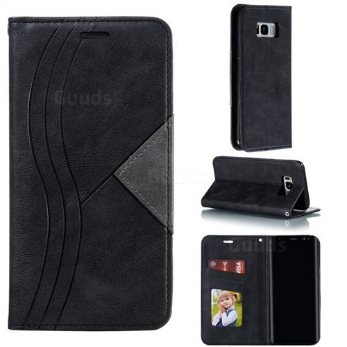 Retro S Streak Magnetic Leather Wallet Phone Case for Samsung Galaxy S8 Plus S8+ - Black