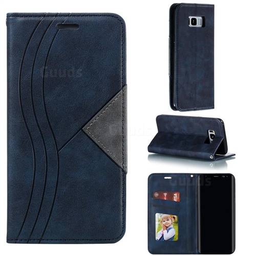 Retro S Streak Magnetic Leather Wallet Phone Case for Samsung Galaxy S8 Plus S8+ - Blue
