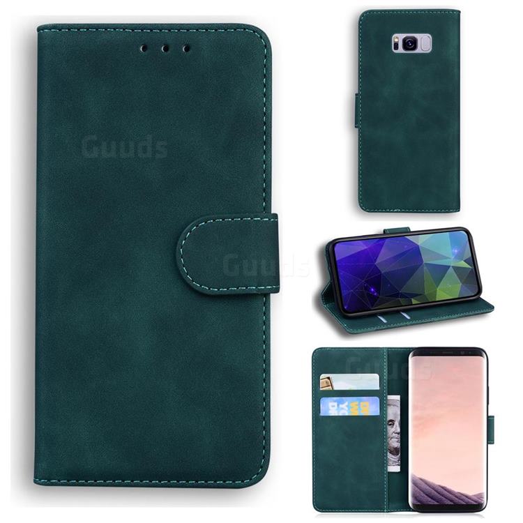 Retro Classic Skin Feel Leather Wallet Phone Case for Samsung Galaxy S8 Plus S8+ - Green