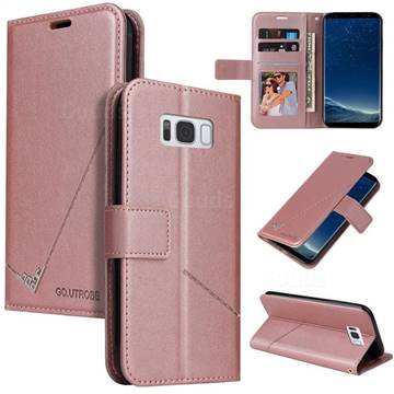 GQ.UTROBE Right Angle Silver Pendant Leather Wallet Phone Case for Samsung Galaxy S8 Plus S8+ - Rose Gold