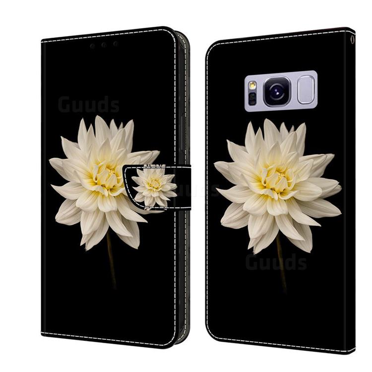 White Flower Crystal PU Leather Protective Wallet Case Cover for Samsung Galaxy S8 Plus S8+