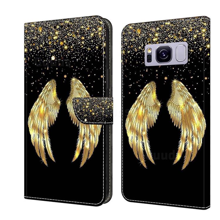 Golden Angel Wings Crystal PU Leather Protective Wallet Case Cover for Samsung Galaxy S8 Plus S8+