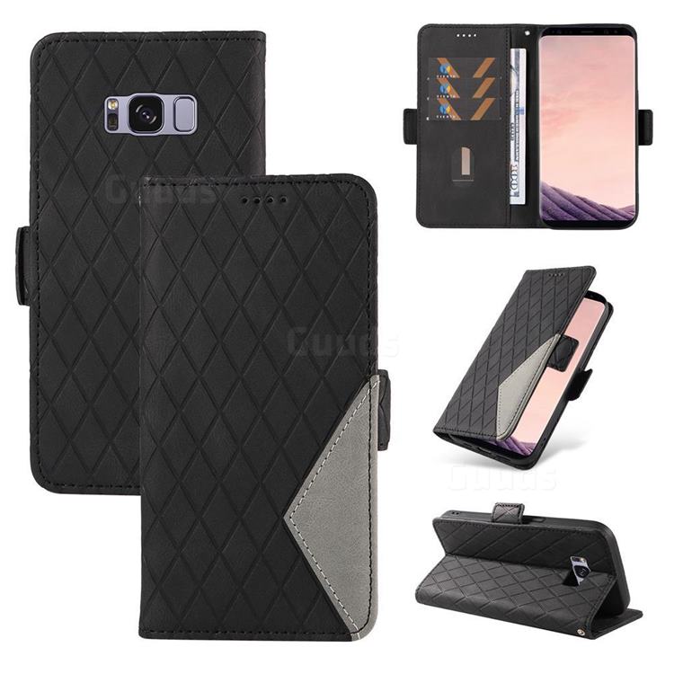 Grid Pattern Splicing Protective Wallet Case Cover for Samsung Galaxy S8 Plus S8+ - Black