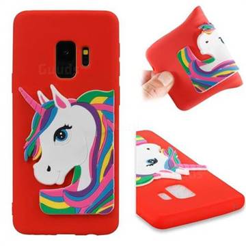 Rainbow Unicorn Soft 3D Silicone Case for Samsung Galaxy S9 - Red