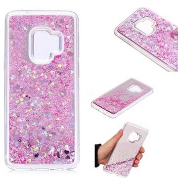 Glitter Sand Mirror Quicksand Dynamic Liquid Star TPU Case for Samsung Galaxy S9 - Cherry Pink