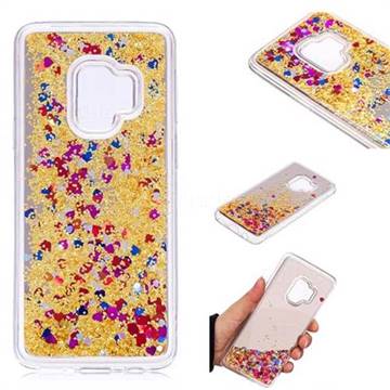 Glitter Sand Mirror Quicksand Dynamic Liquid Star TPU Case for Samsung Galaxy S9 - Yellow