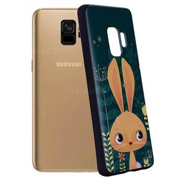 Cute Rabbit 3D Embossed Relief Black Soft Back Cover for Samsung Galaxy S9