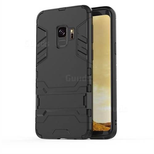 Armor Premium Tactical Grip Kickstand Shockproof Dual Layer Rugged Hard Cover for Samsung Galaxy S9 - Black