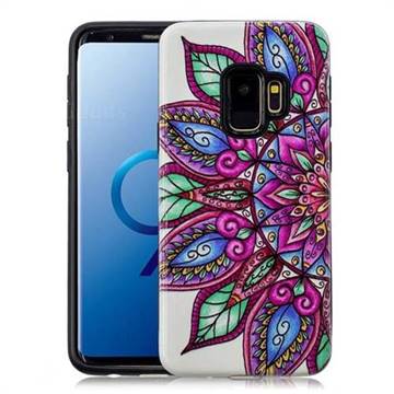 Mandara Flower Pattern 2 in 1 PC + TPU Glossy Embossed Back Cover for Samsung Galaxy S9