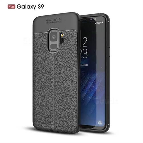 Luxury Auto Focus Litchi Texture Silicone TPU Back Cover for Samsung Galaxy S9 - Black