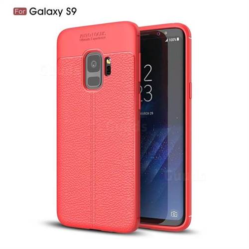 Luxury Auto Focus Litchi Texture Silicone TPU Back Cover for Samsung Galaxy S9 - Red