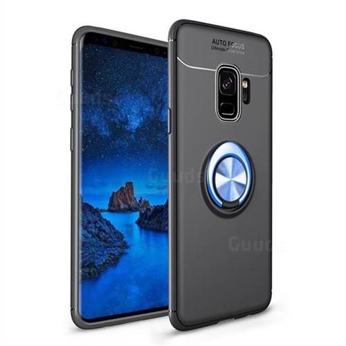 Auto Focus Invisible Ring Holder Soft Phone Case for Samsung Galaxy S9 - Black Blue