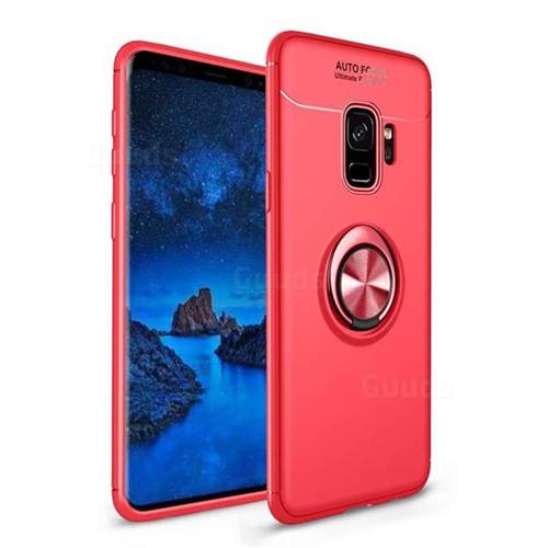 Auto Focus Invisible Ring Holder Soft Phone Case for Samsung Galaxy S9 - Red