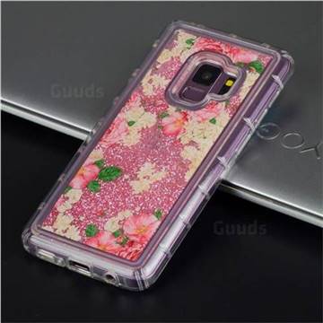 Rose Flower Glassy Glitter Quicksand Dynamic Liquid Soft Phone Case for Samsung Galaxy S9