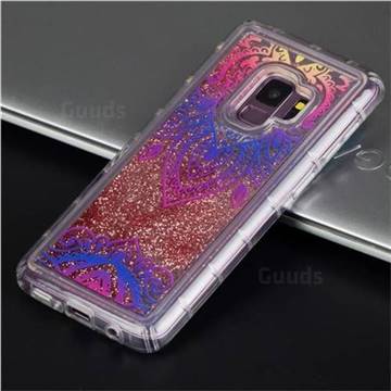 Blue and White Glassy Glitter Quicksand Dynamic Liquid Soft Phone Case for Samsung Galaxy S9