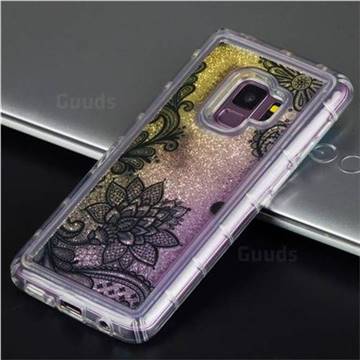 Diagonal Lace Glassy Glitter Quicksand Dynamic Liquid Soft Phone Case for Samsung Galaxy S9