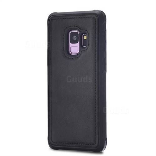 Luxury Shatter-resistant Leather Coated Phone Back Cover for Samsung Galaxy S9 - Black