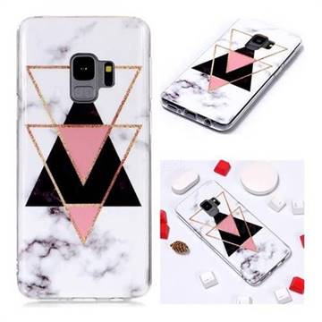Inverted Triangle Black Soft TPU Marble Pattern Phone Case for Samsung Galaxy S9