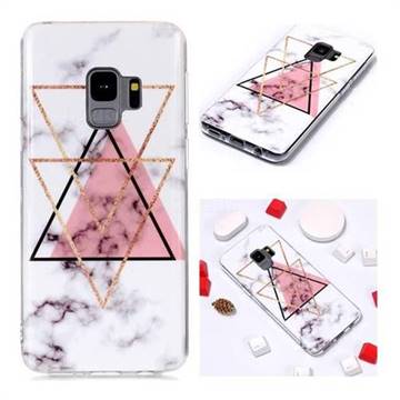Inverted Triangle Powder Soft TPU Marble Pattern Phone Case for Samsung Galaxy S9