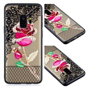 Rose Lace Diamond Flower Soft TPU Back Cover for Samsung Galaxy S9