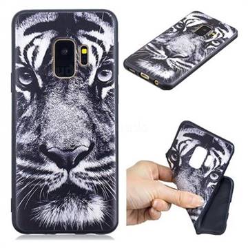 White Tiger 3D Embossed Relief Black TPU Cell Phone Back Cover for Samsung Galaxy S9