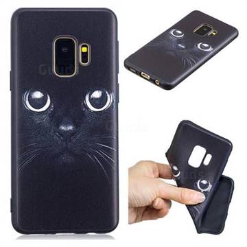 Bearded Feline 3D Embossed Relief Black TPU Cell Phone Back Cover for Samsung Galaxy S9