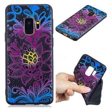Colorful Lace 3D Embossed Relief Black TPU Cell Phone Back Cover for Samsung Galaxy S9